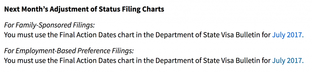 USCIS chart choice instructions