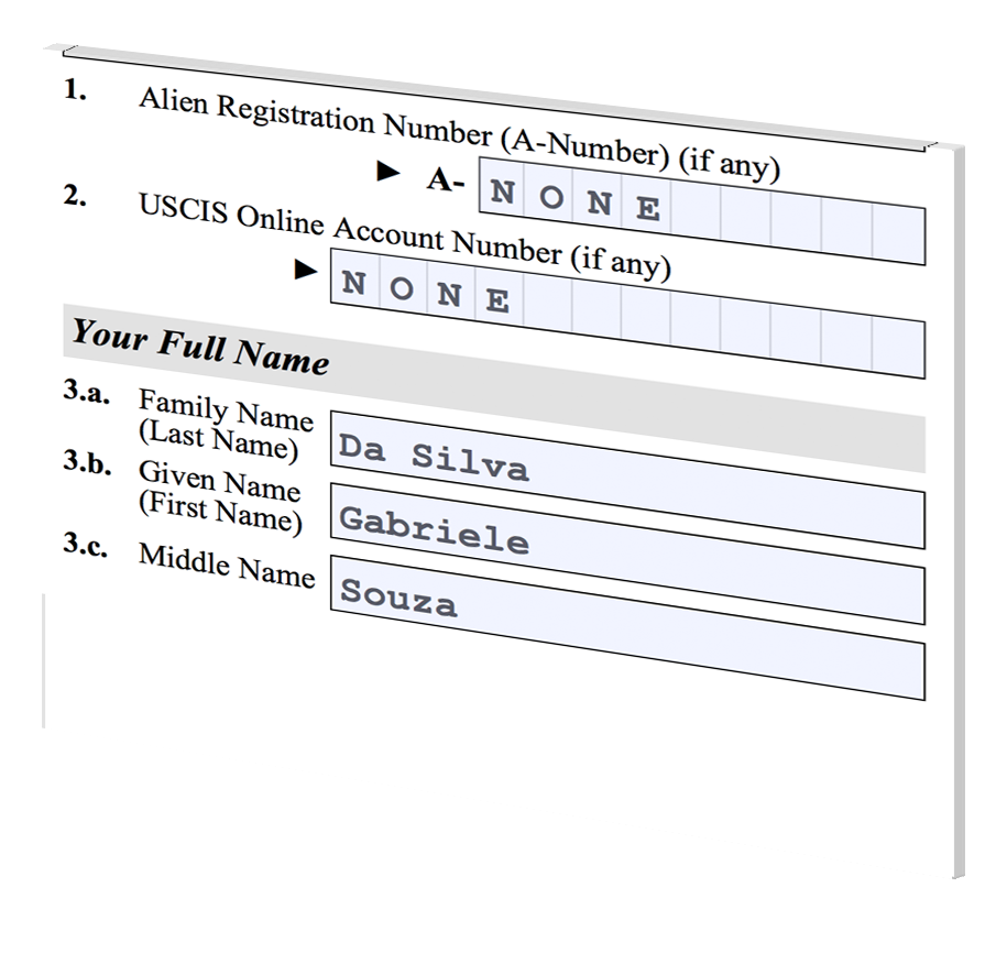 Beneficiary name I-130A