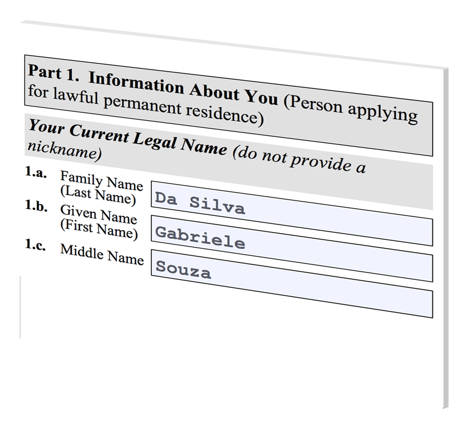 Form i-485 Applicant Name