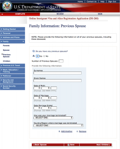 DS-260: Previous Spouse Questions