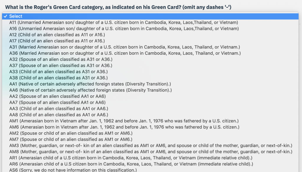 Green Card Category