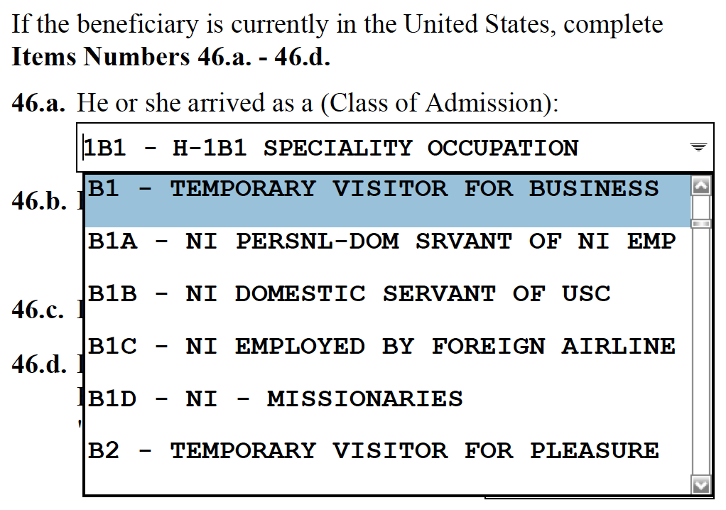 USCIS Exact Language